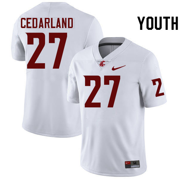 Youth #27 Hudson Cedarland Washington State Cougars College Football Jerseys Stitched-White